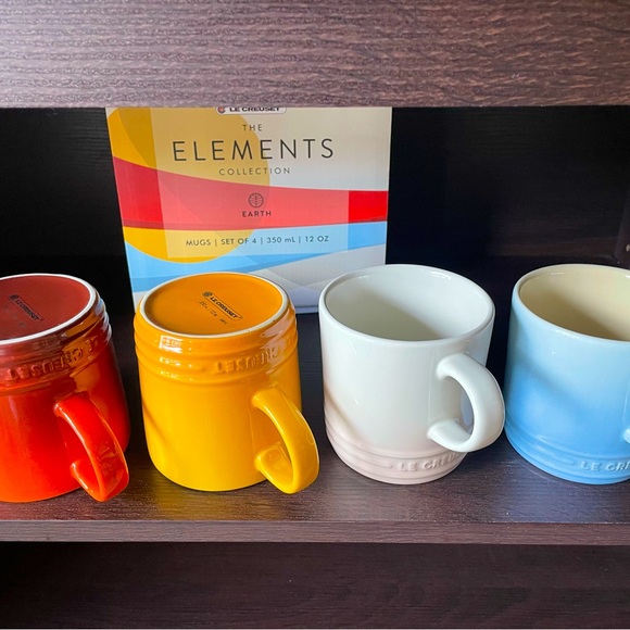 New Le Creuset Elements Mugs (4) set in beautiful assorted colors! 12 oz each - Picture 3 of 7